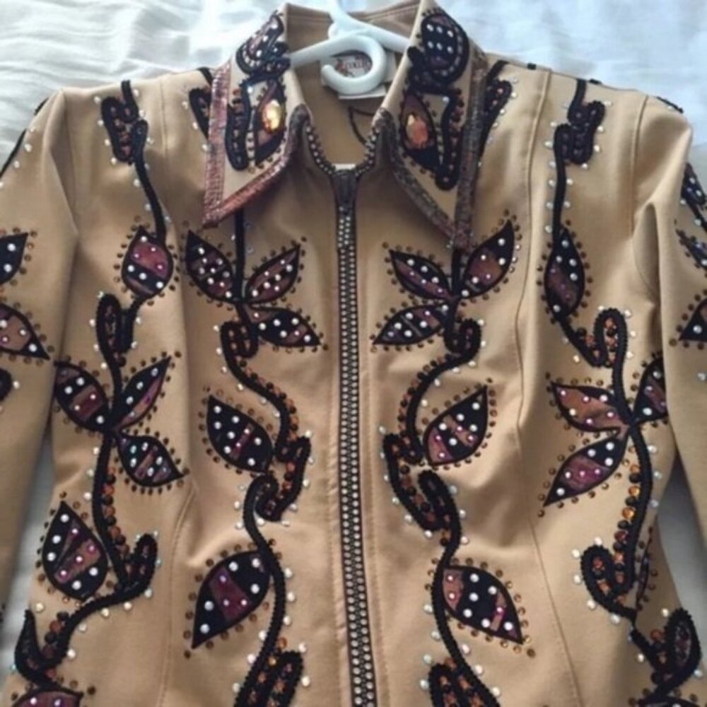 New Western Show Outfit Equestrian Sparkle Tan Gem Rhinestone Horse